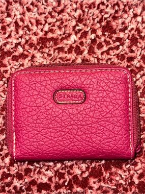 Strada Hot Pink Pebbled Faux Leather Zip-Around Compact Wallet